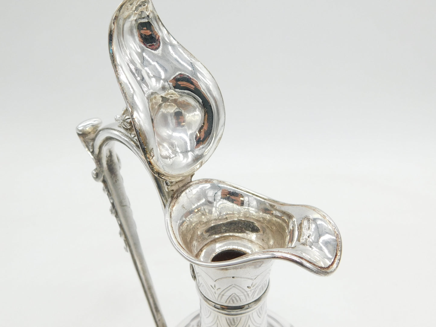 19th Century Silver Plated Etched Glass Lion & Swan Claret Jug Antique c1860