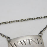 George III Sterling Silver W. 'White Wine' Decanter Label Antique c1800