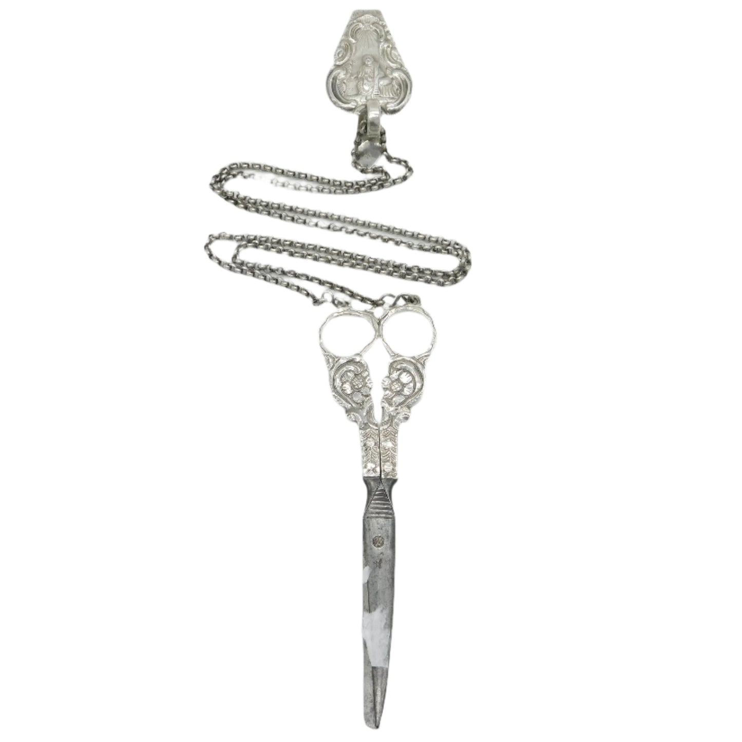 19th Century Dutch Sterling Silver Sewing Chatelaine Scissors Antique c1860