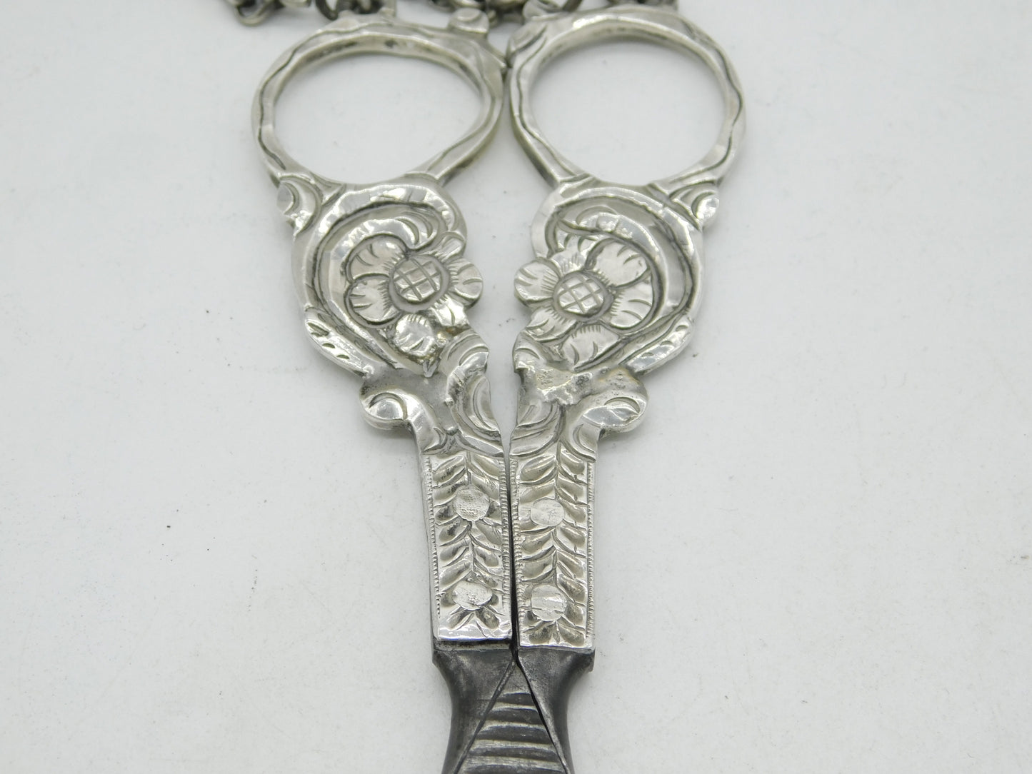 19th Century Dutch Sterling Silver Sewing Chatelaine Scissors Antique c1860