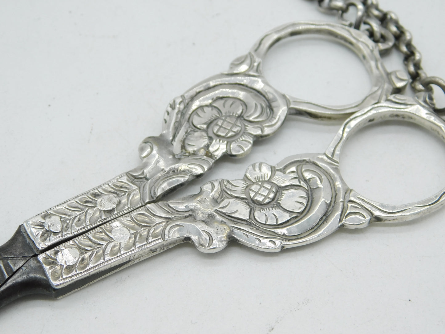 19th Century Dutch Sterling Silver Sewing Chatelaine Scissors Antique c1860