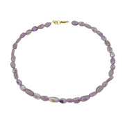9ct Yellow Gold & Amethyst Beaded Chain Necklace Vintage c1970