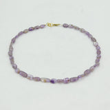 9ct Yellow Gold & Amethyst Beaded Chain Necklace Vintage c1970