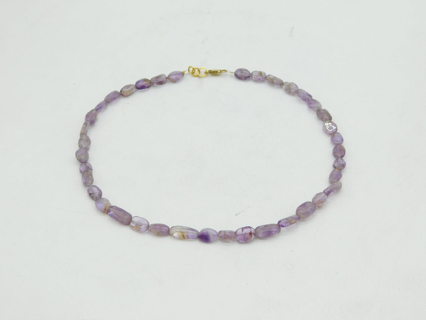 9ct Yellow Gold & Amethyst Beaded Chain Necklace Vintage c1970