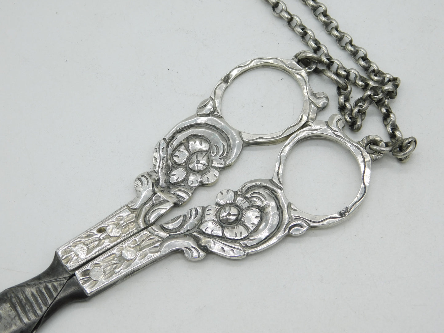 19th Century Dutch Sterling Silver Sewing Chatelaine Scissors Antique c1860