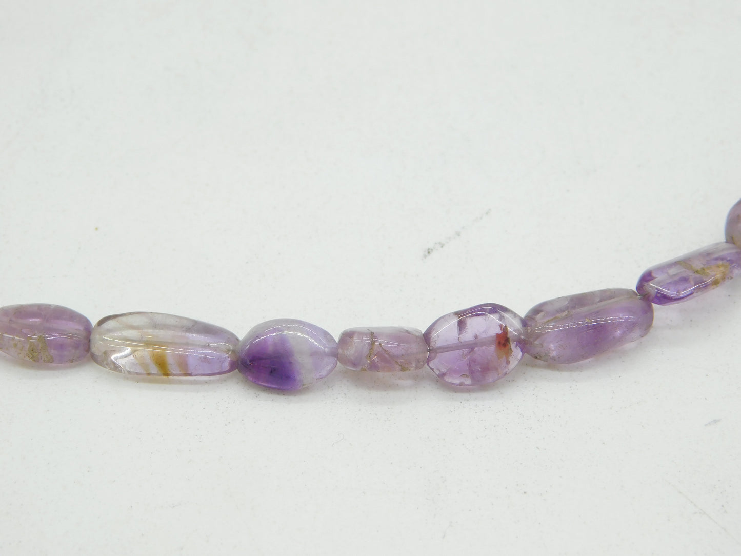 9ct Yellow Gold & Amethyst Beaded Chain Necklace Vintage c1970