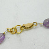 9ct Yellow Gold & Amethyst Beaded Chain Necklace Vintage c1970