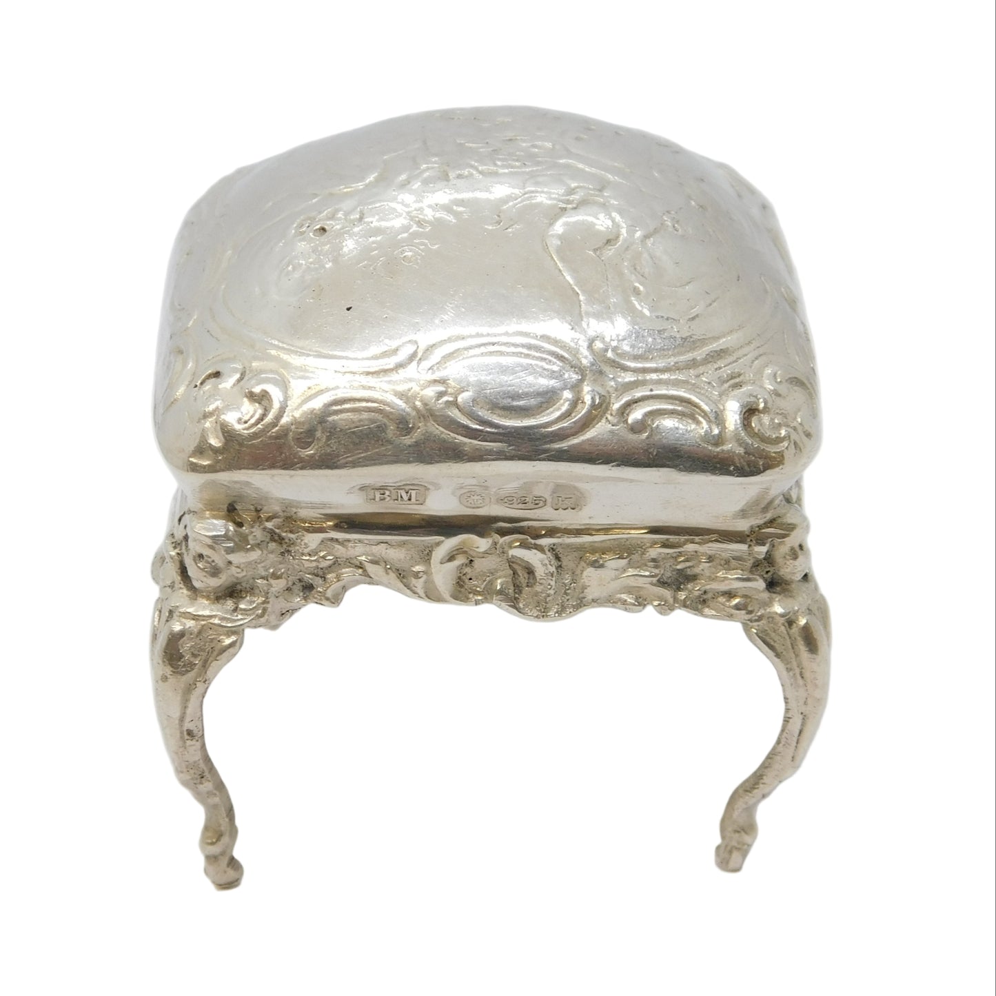 Edwardian Sterling Silver Dolls House Stool Ornament Antique 1909 London