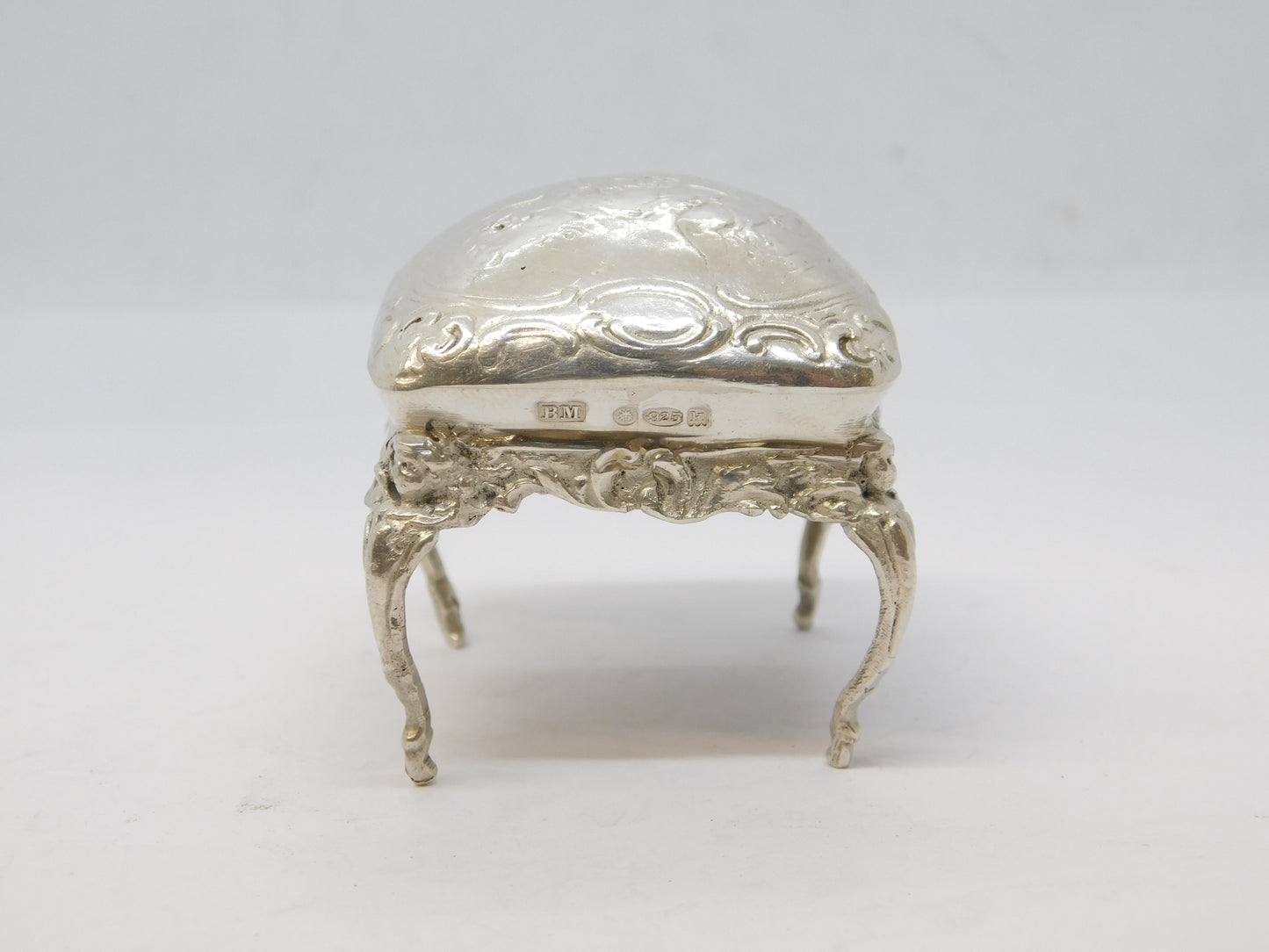 Edwardian Sterling Silver Dolls House Stool Ornament Antique 1909 London