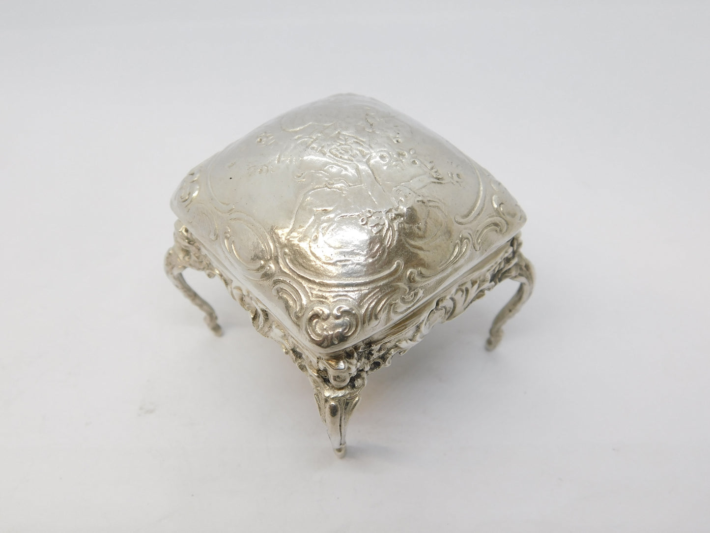 Edwardian Sterling Silver Dolls House Stool Ornament Antique 1909 London
