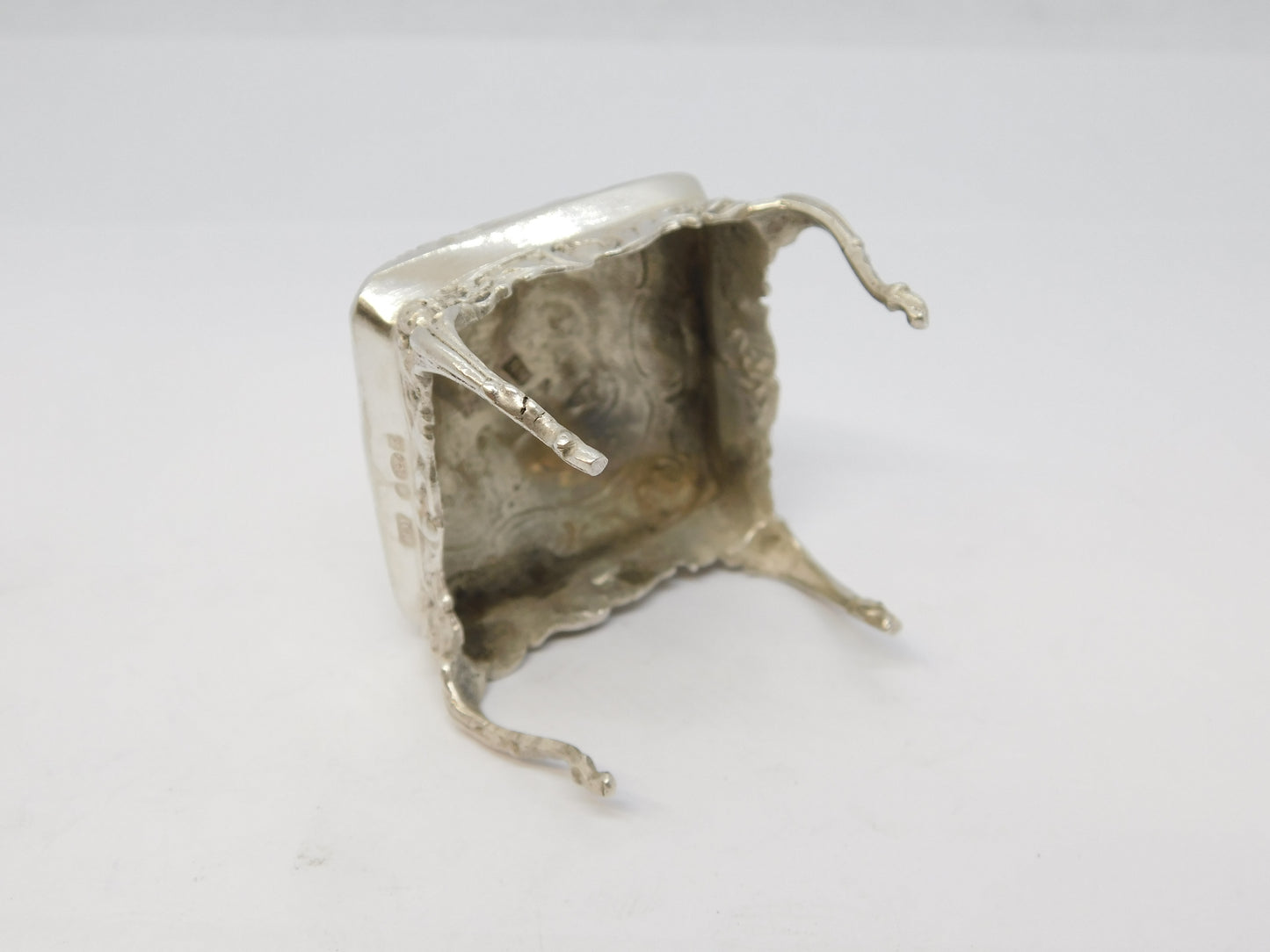 Edwardian Sterling Silver Dolls House Stool Ornament Antique 1909 London