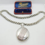 Victorian Sterling Silver Collar Double Locket Necklace Antique c1880