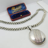 Victorian Sterling Silver Collar Double Locket Necklace Antique c1880
