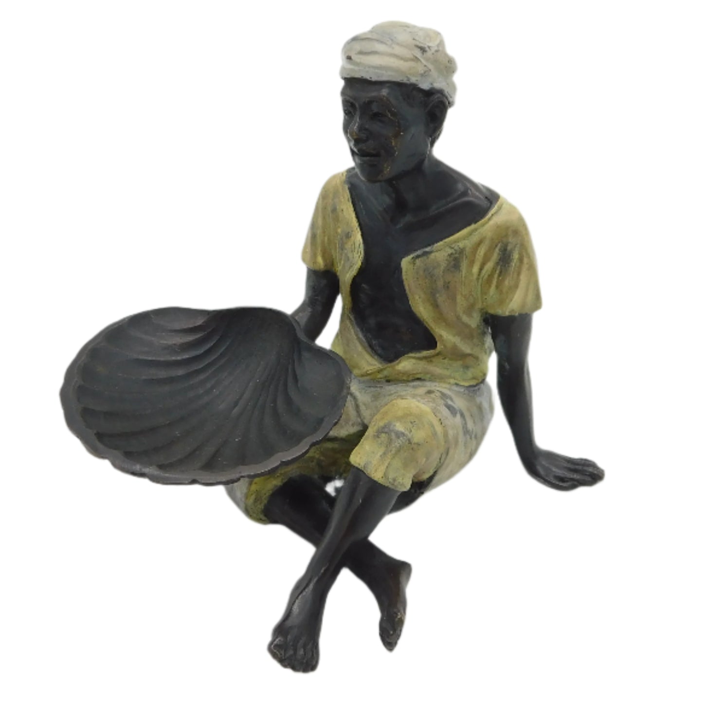 19th Century Cold Painted Bronze African Street Seller Salt Cellar Antique c1890
