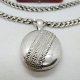 Victorian Sterling Silver Collar Double Locket Necklace Antique c1880
