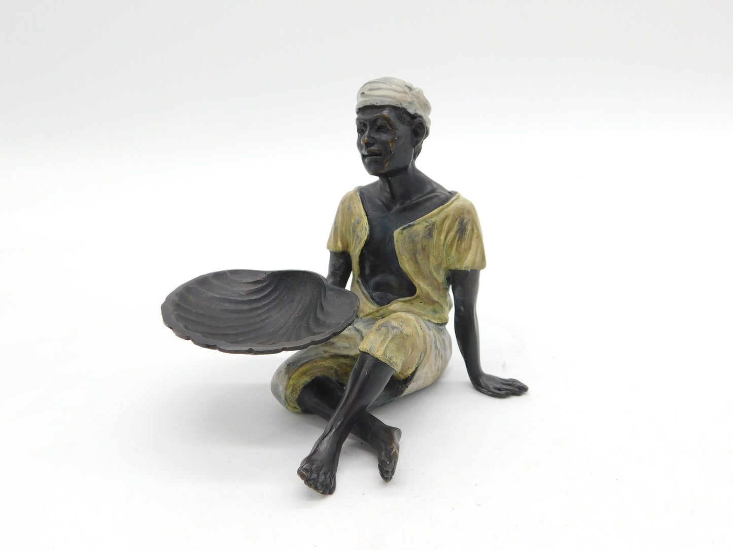 19th Century Cold Painted Bronze African Street Seller Salt Cellar Antique c1890