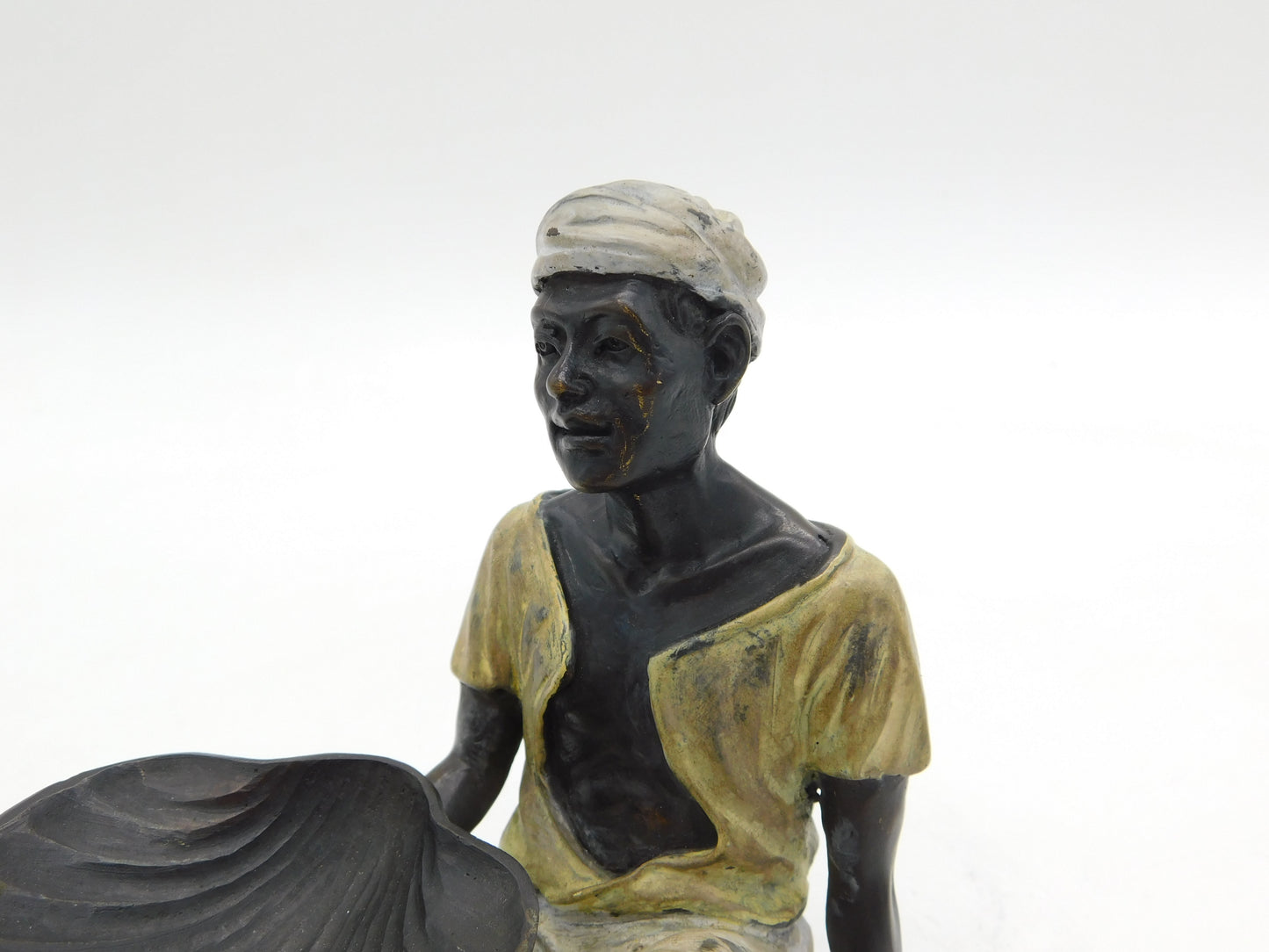 19th Century Cold Painted Bronze African Street Seller Salt Cellar Antique c1890