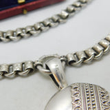Victorian Sterling Silver Collar Double Locket Necklace Antique c1880