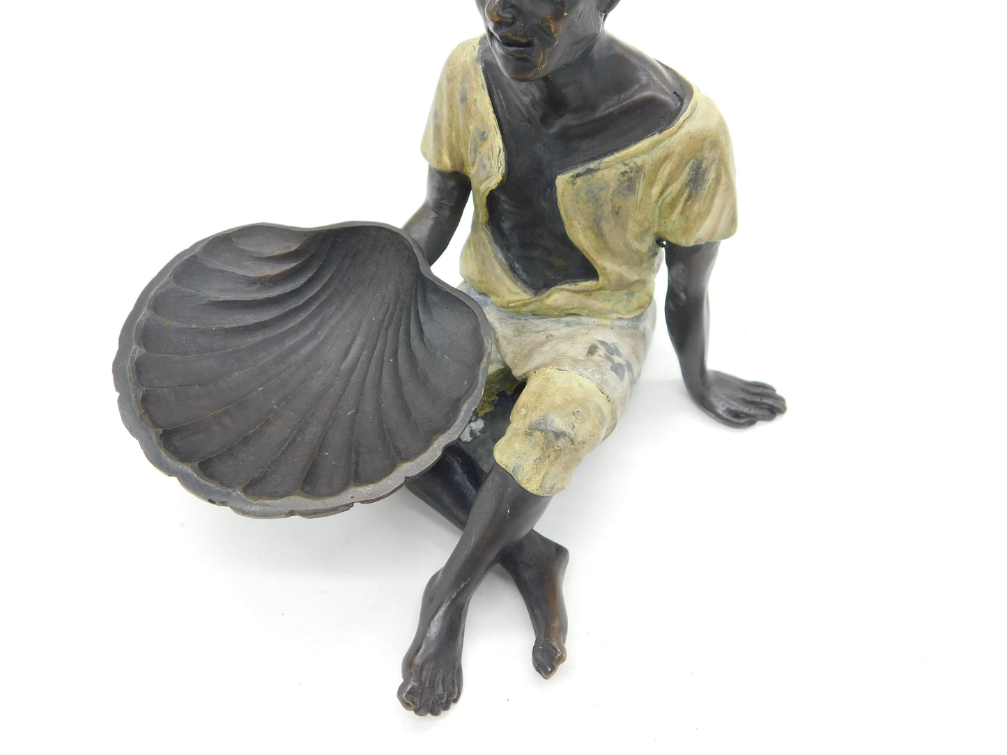 19th Century Cold Painted Bronze African Street Seller Salt Cellar Antique c1890