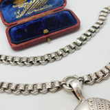 Victorian Sterling Silver Collar Double Locket Necklace Antique c1880