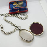 Victorian Sterling Silver Collar Double Locket Necklace Antique c1880