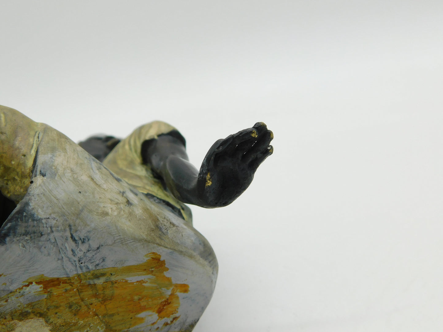19th Century Cold Painted Bronze African Street Seller Salt Cellar Antique c1890