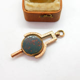 Victorian 10ct Gold, Bloodstone & Carnelian Watch Key Spinner Fob Antique c1900