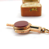 Victorian 10ct Gold, Bloodstone & Carnelian Watch Key Spinner Fob Antique c1900