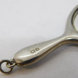 Sterling Silver Blue Guilloche Enamel Chatelaine Mirror Fob Antique 1924 Deco