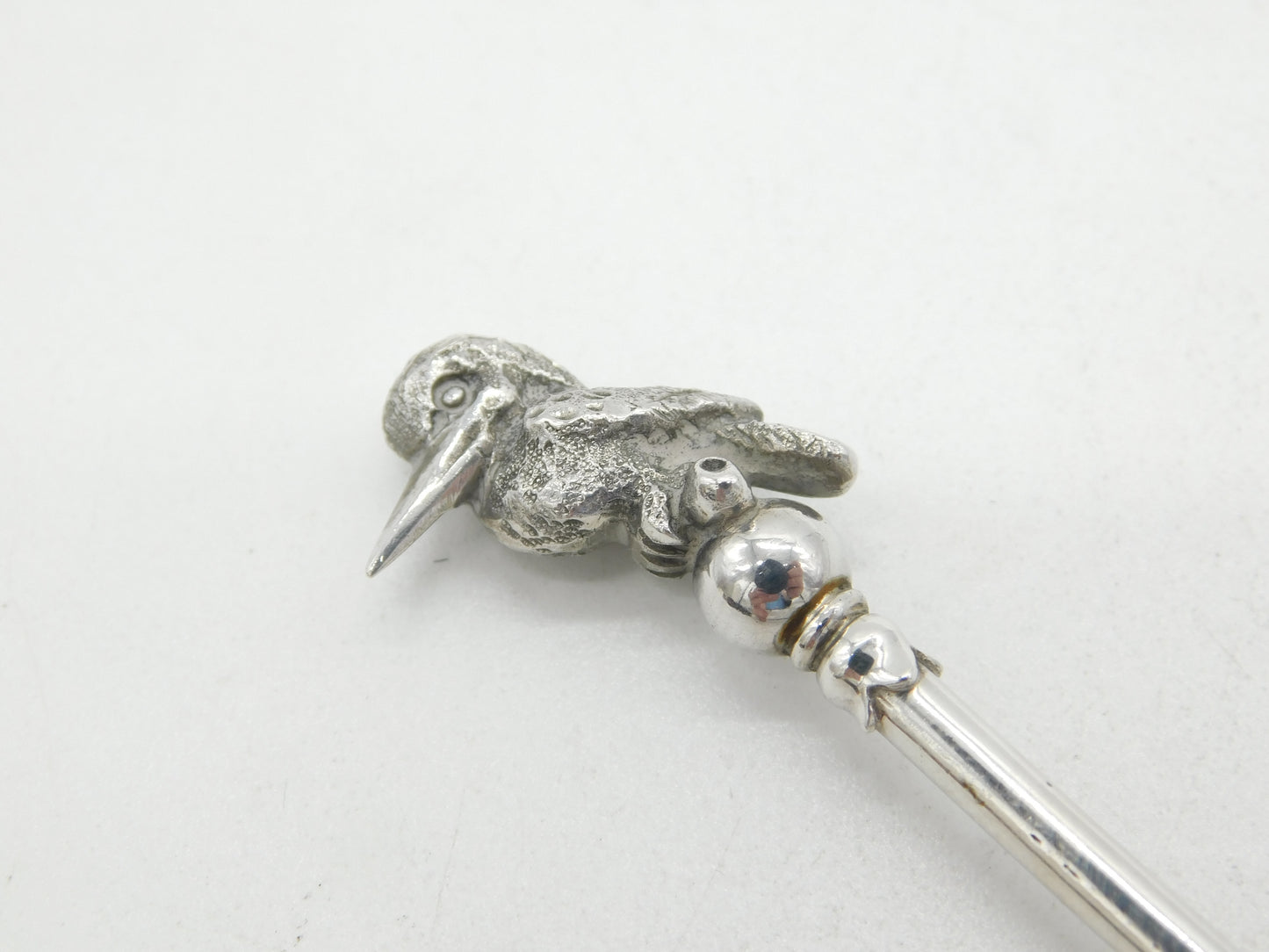 Australian Victorian Sterling Silver Kookaburra Bird Souvenir Spoon Antique c1890