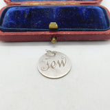 Victorian Sterling Silver 'Jew' Julia Nickname Love Token Threepence Charm 1888
