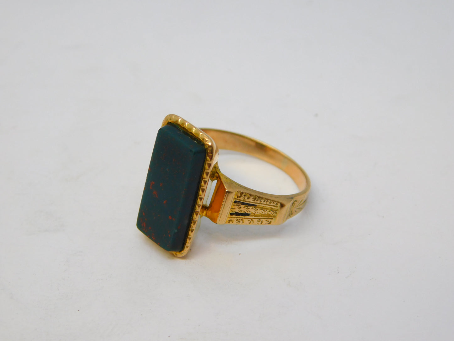 19th Century 9ct Gold Large Bloodstone Panel Signet Ring Antique c1840