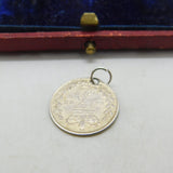 Victorian Sterling Silver 'Jew' Julia Nickname Love Token Threepence Charm 1888