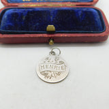 Victorian Sterling Silver 'Henrie' Threepence Coin Love Token Charm Antique 1890