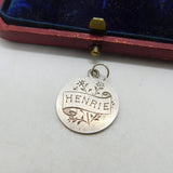 Victorian Sterling Silver 'Henrie' Threepence Coin Love Token Charm Antique 1890
