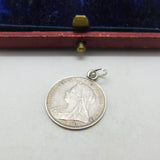 Victorian Sterling Silver 'Henrie' Threepence Coin Love Token Charm Antique 1890