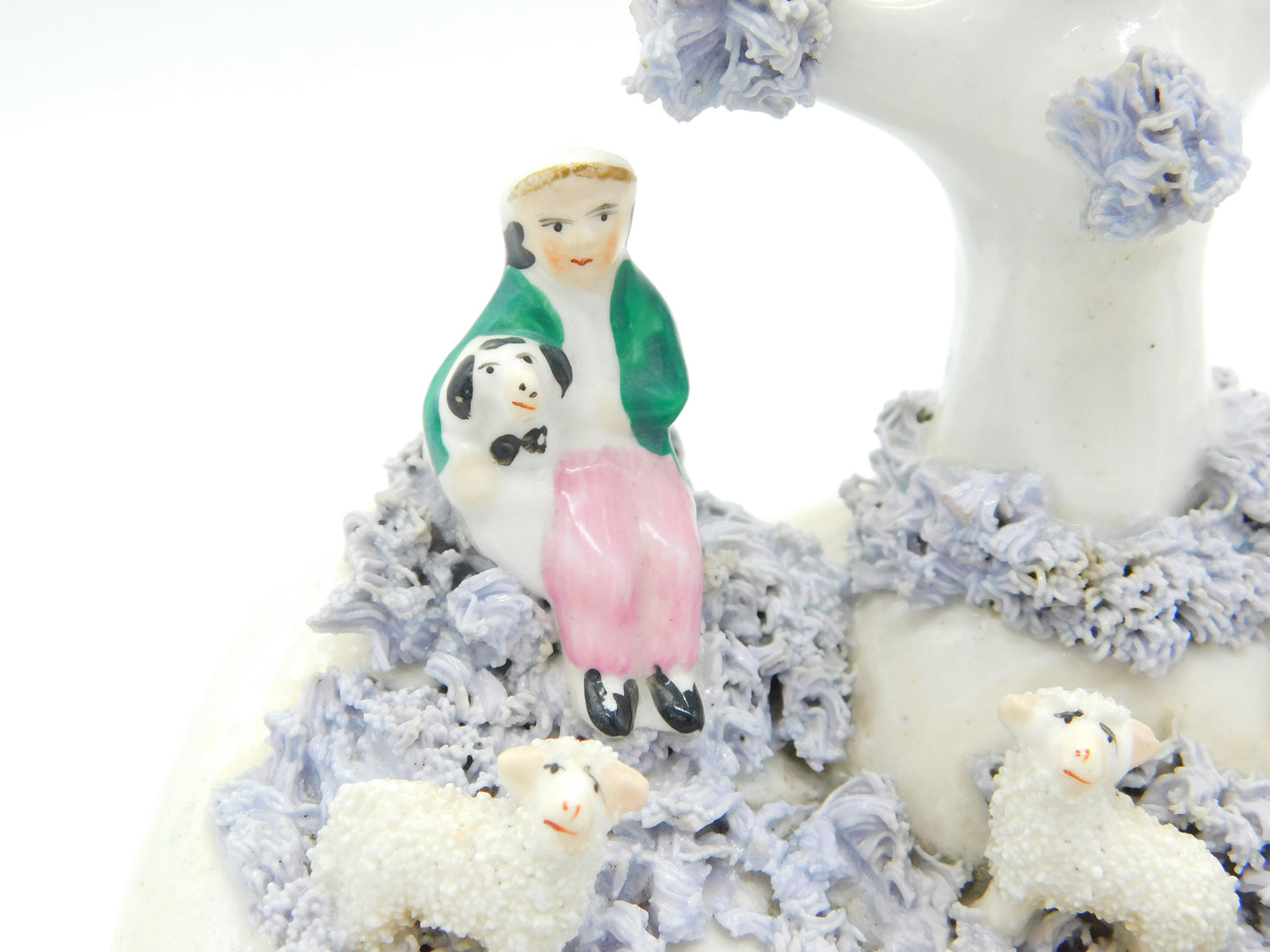 19th Century Staffordshire Porcelaneous Shepherd & Sheep Figure Group Antique Georgian
