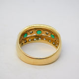 9ct Yellow Gold, Emerald & Spinel Set Three-Tier Dress Ring Vintage c1990