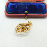 Edwardian 9ct Yellow Gold Art Nouveau Garnet Set Pendant Antique c1910