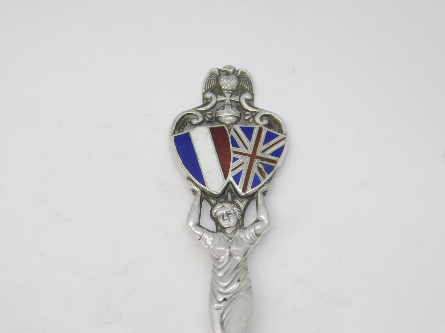 Edwardian Sterling Silver Enamel 'Entente Cordiale' Spoon Antique 1907 Chester