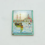 Sterling Silver Guilloche Enamel Venice Scene Cigarette Case 1931 Antique Deco