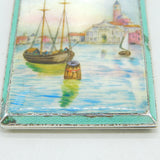 Sterling Silver Guilloche Enamel Venice Scene Cigarette Case 1931 Antique Deco