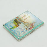 Sterling Silver Guilloche Enamel Venice Scene Cigarette Case 1931 Antique Deco