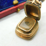 Victorian Rolled Gold Opening Mourning Fob With Carnelian Seal Antique c1860
