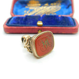 Victorian Rolled Gold Opening Mourning Fob With Carnelian Seal Antique c1860