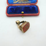 Victorian Rolled Gold Opening Mourning Fob With Carnelian Seal Antique c1860