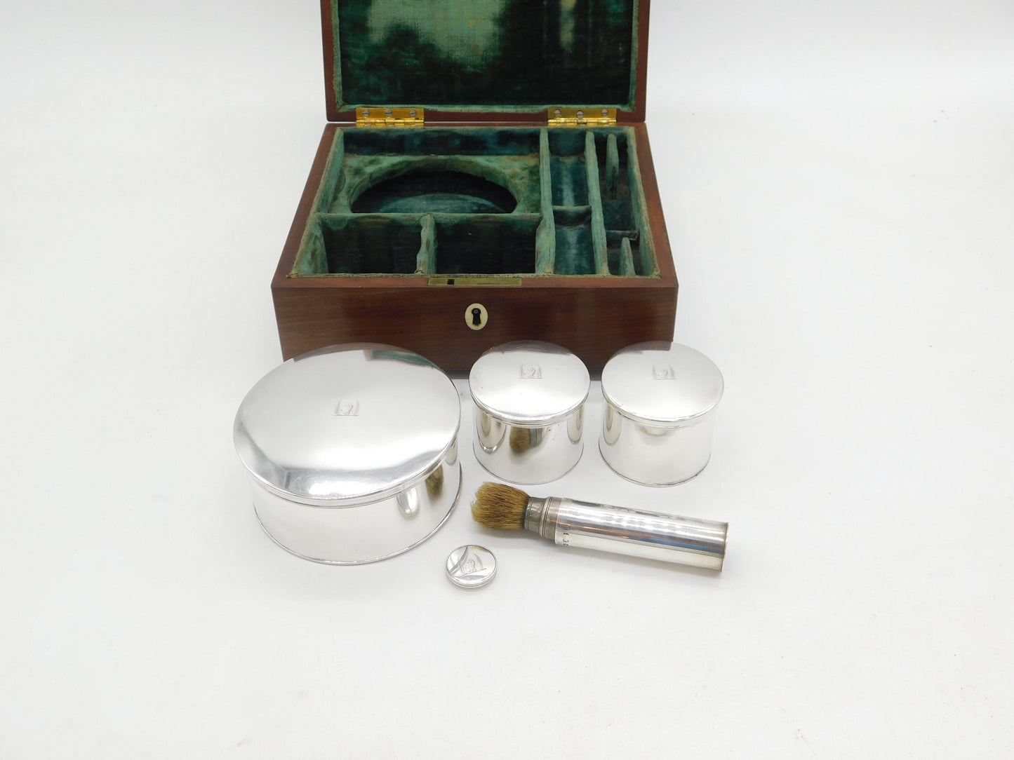 Boxed George III Sterling Silver Gents Four-Part Vanity Set Antique 1798 London