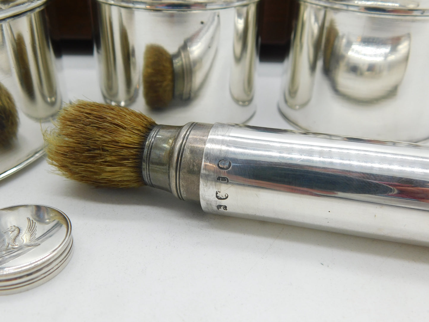 Boxed George III Sterling Silver Gents Four-Part Vanity Set Antique 1798 London