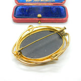 Large Pinchbeck Gold Victorian Pietra Dura Floral Brooch Antique c1860