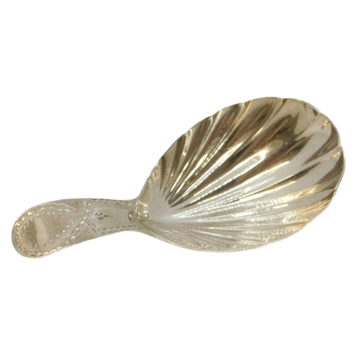 George III Sterling Silver Shell Bowl Tea Caddy Spoon Antique 1788 London